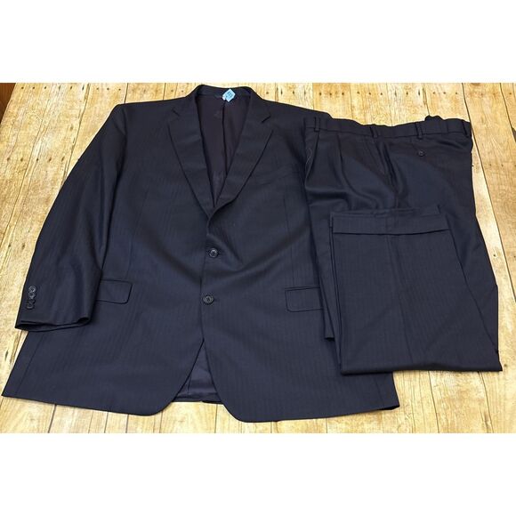 Brooks Brothers Saxxon SuitMadison 1818 Herringbone Made In USA 52L 47W 28I